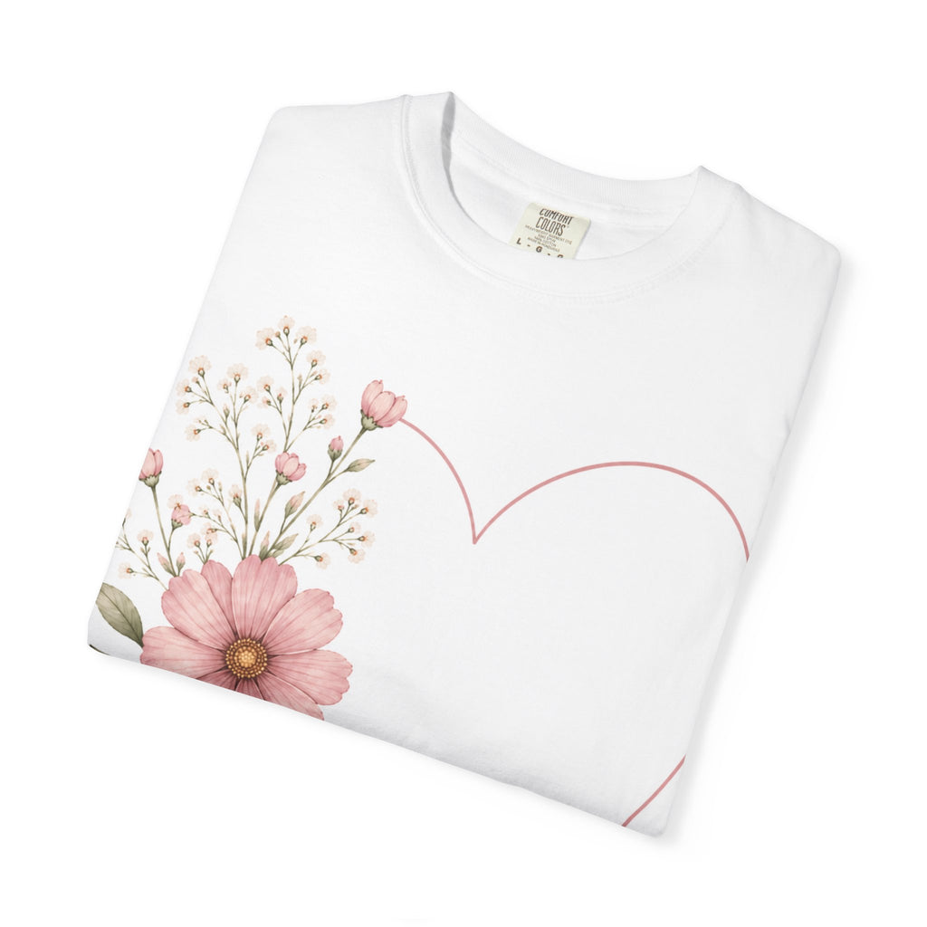 Floral Heart T-Shirt — Pink Wildflower Heart Tee (Valentine’s Day, Mother's Day Gift)