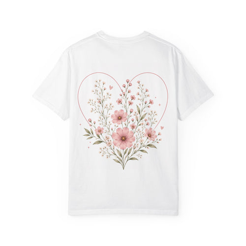 Floral Heart T-Shirt — Pink Wildflower Heart Tee (Valentine’s Day, Mother's Day Gift)