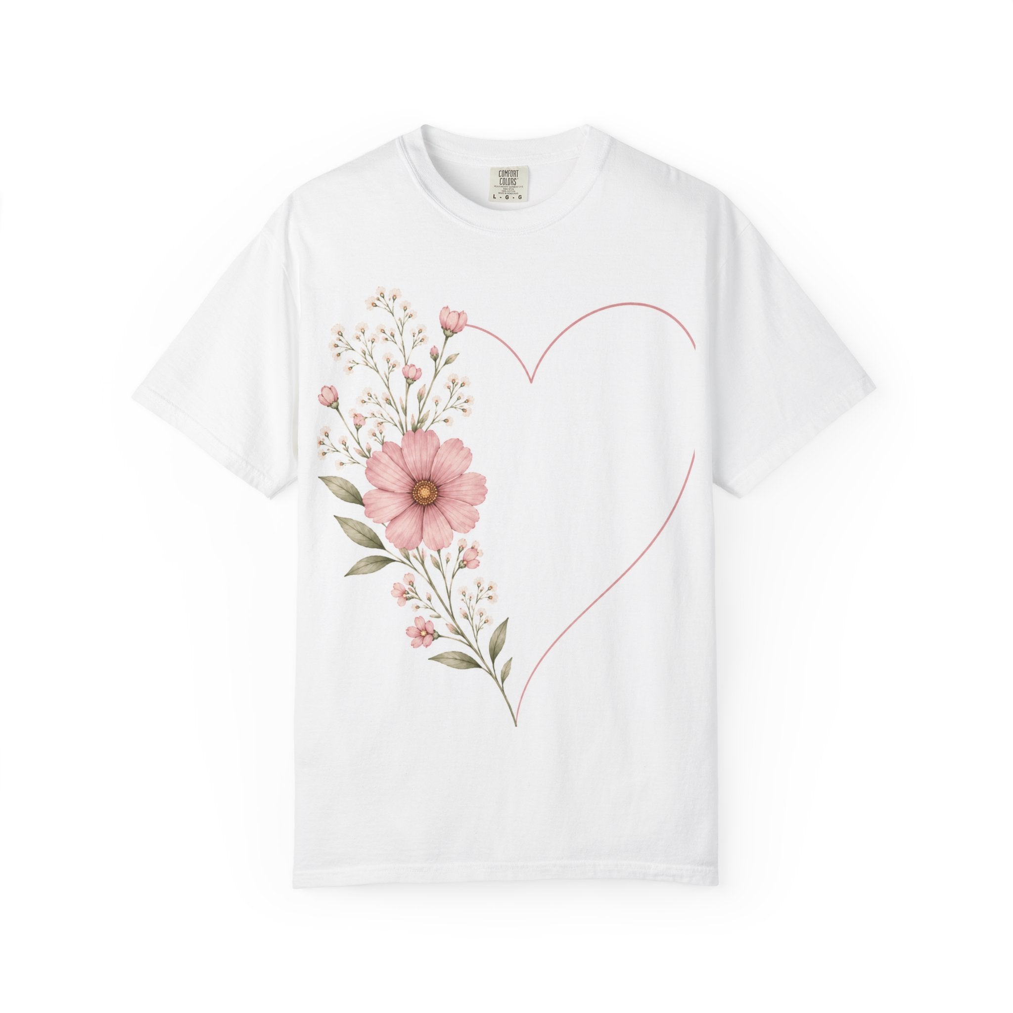 Floral Heart T-Shirt — Pink Wildflower Heart Tee (Valentine’s Day, Mother's Day Gift)
