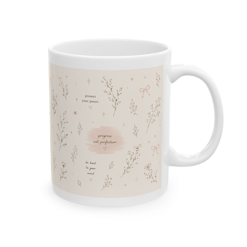 Floral Moonlight Ceramic Mug — Calm Botanical Coffee Cup (11oz & 15oz)
