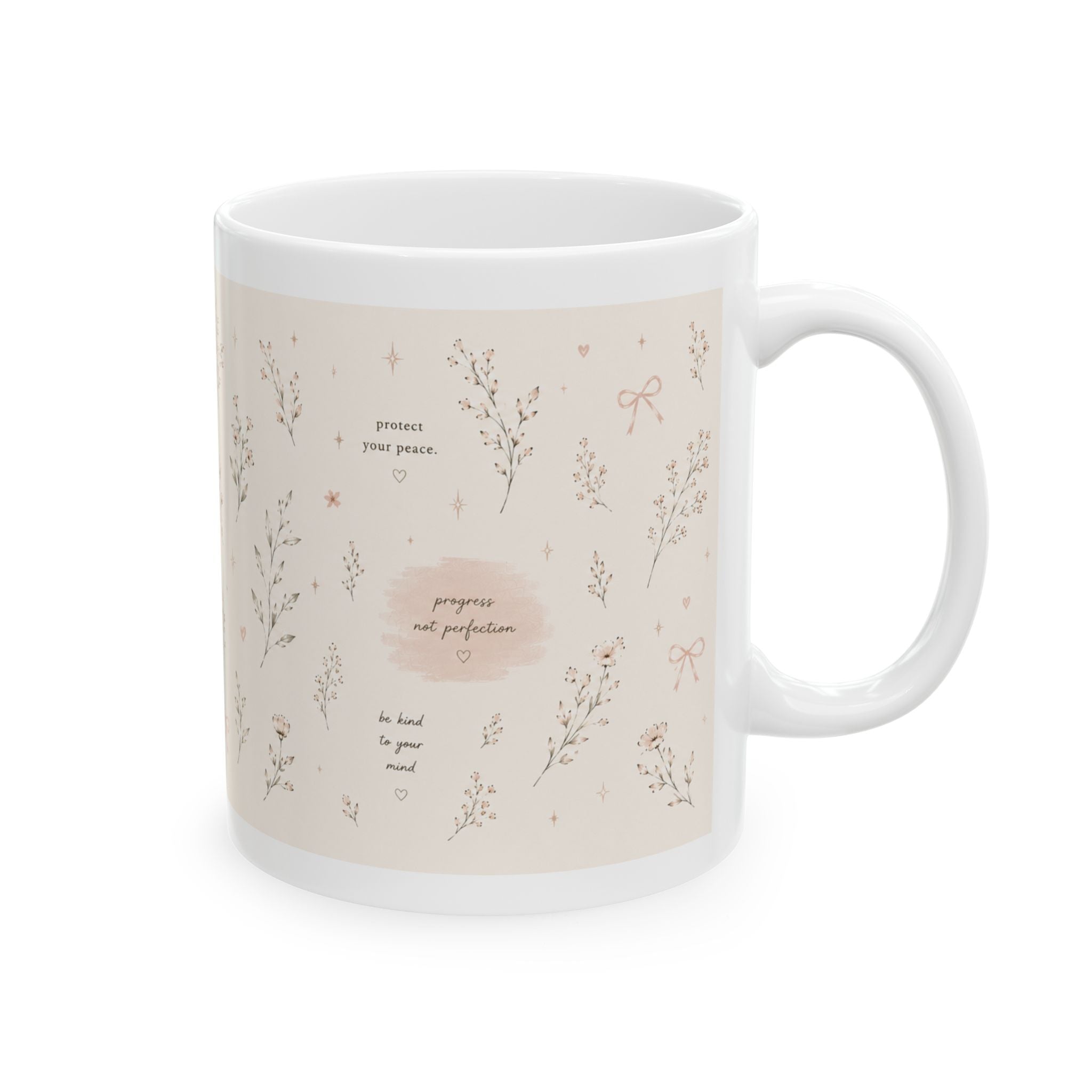 Floral Moonlight Ceramic Mug — Calm Botanical Coffee Cup (11oz & 15oz)